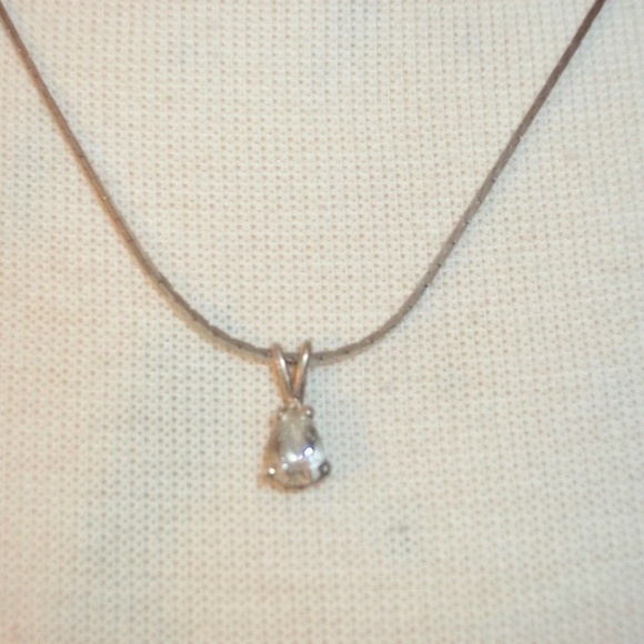 𝅺teardrop CZ necklace Sterling silver setting - Picture 1 of 3